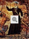 Padre jesuíta Antônio Vieira em gravura que representa o padre convertendo índios na Amazônia.